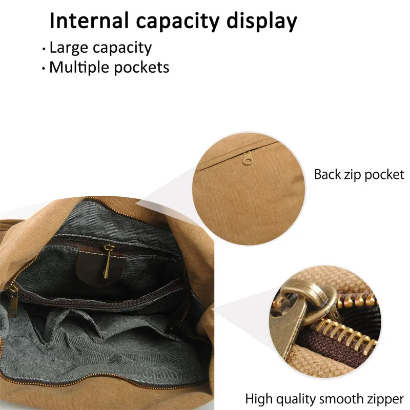 Canvas Crossbody Bag Retro Messenger Bag Bucket Shoulder Bag