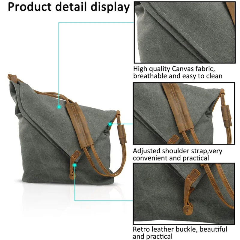 Canvas Crossbody Bag Retro Messenger Bag Bucket Shoulder Bag