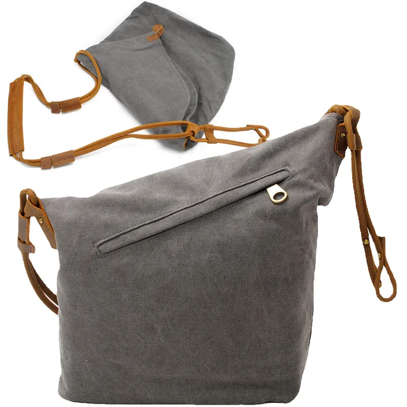 Canvas Crossbody Bag Retro Messenger Bag Bucket Shoulder Bag