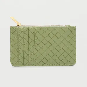 Card Holder Purse Mint Green Weave Faux Leather Estella Bartlett