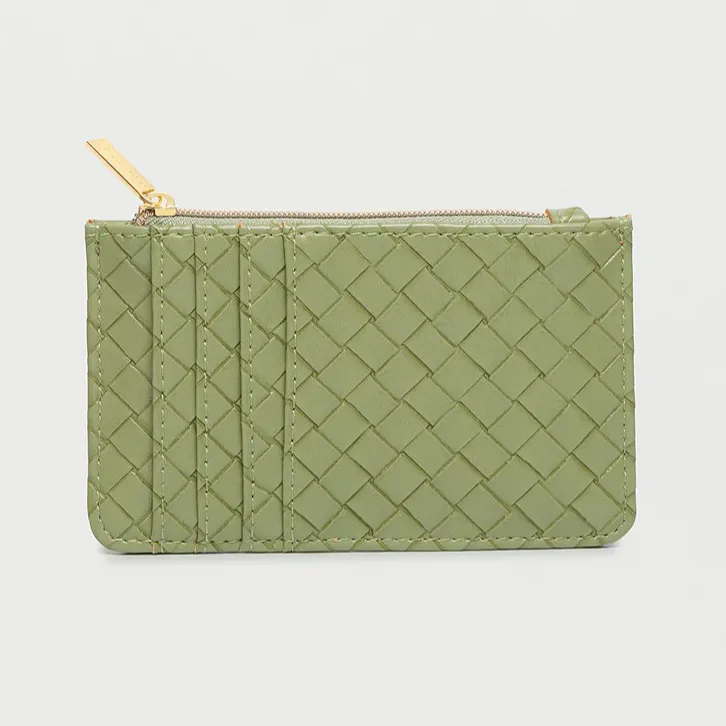 Card Holder Purse Mint Green Weave Faux Leather Estella Bartlett