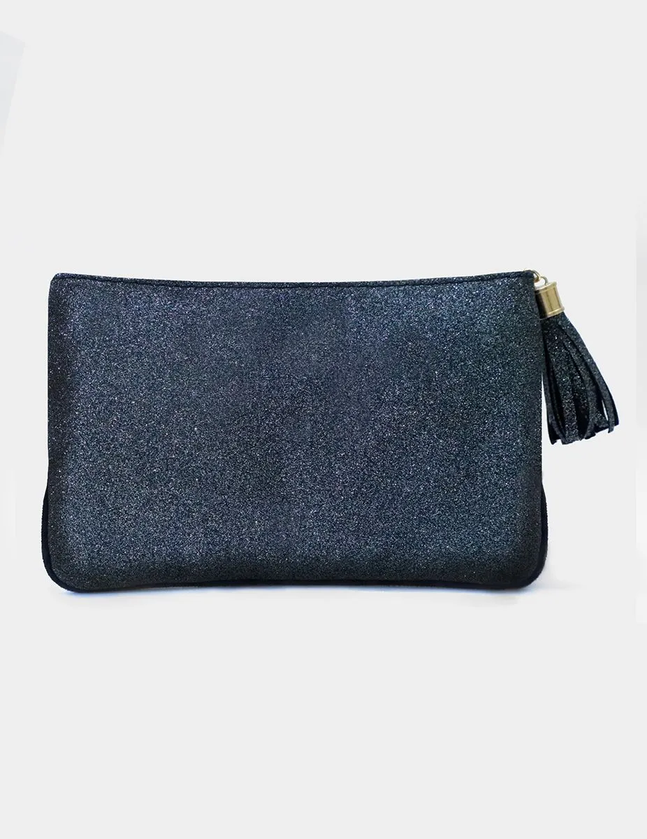 Cheetah Stardust Printed Blue & Glitter Carry-All Pouch | Modern Myth