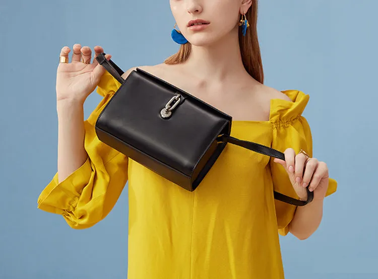 Chic Black Leather Womens Crossbody Bags Purse Shoulder Bag for Women