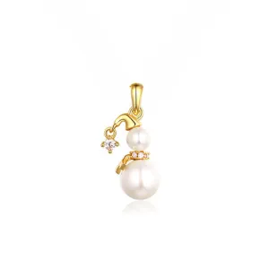 Christmas Pearl Snowman Zircon Sterling Silver Pendant