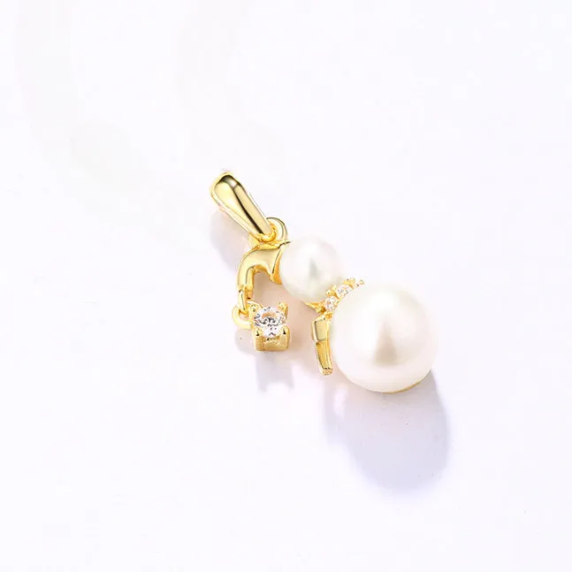 Christmas Pearl Snowman Zircon Sterling Silver Pendant