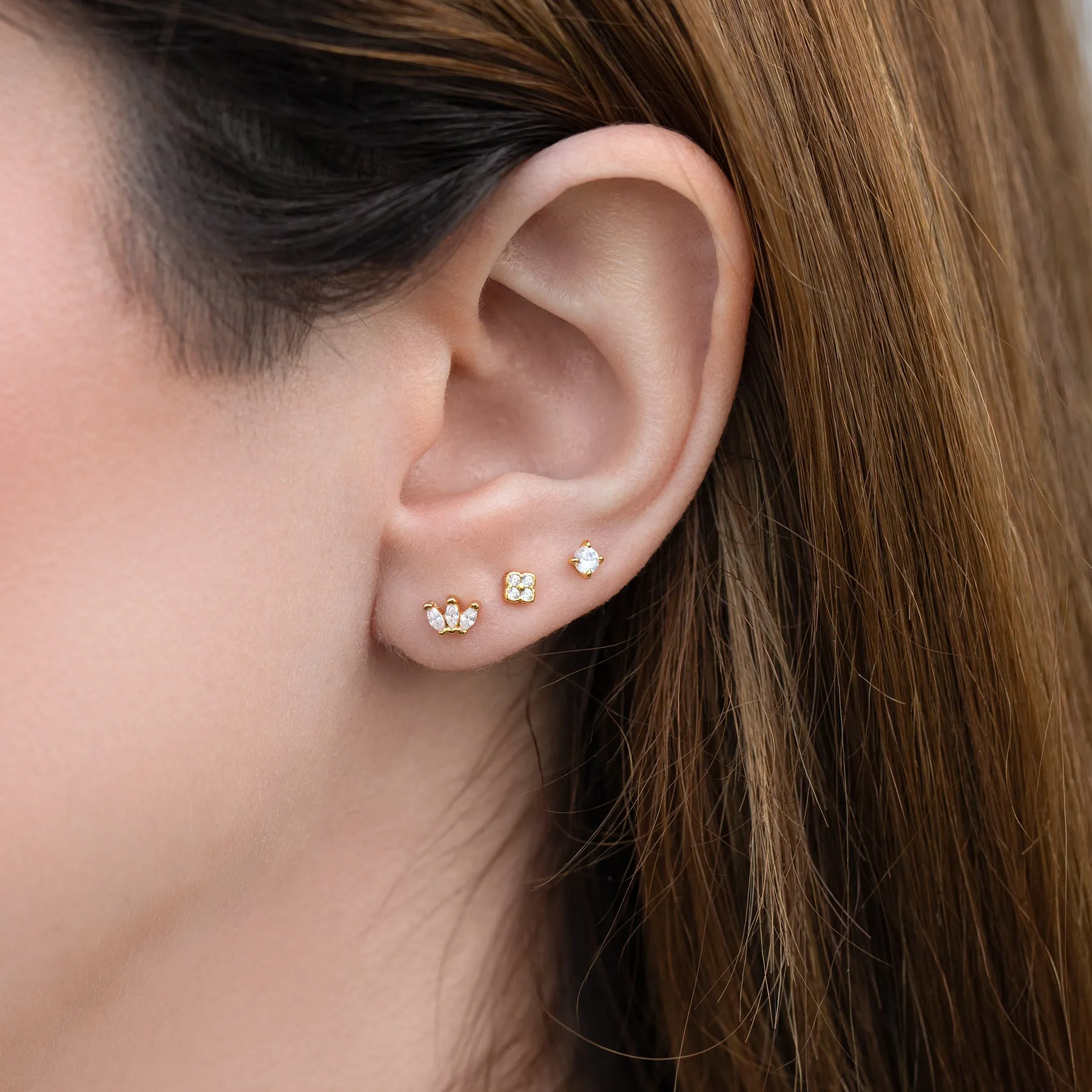 Clear Clover Flat Back Earring