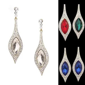 Clear Waterdrop Dazzling Long Rhinestone Bridal Cocktail Party Earring