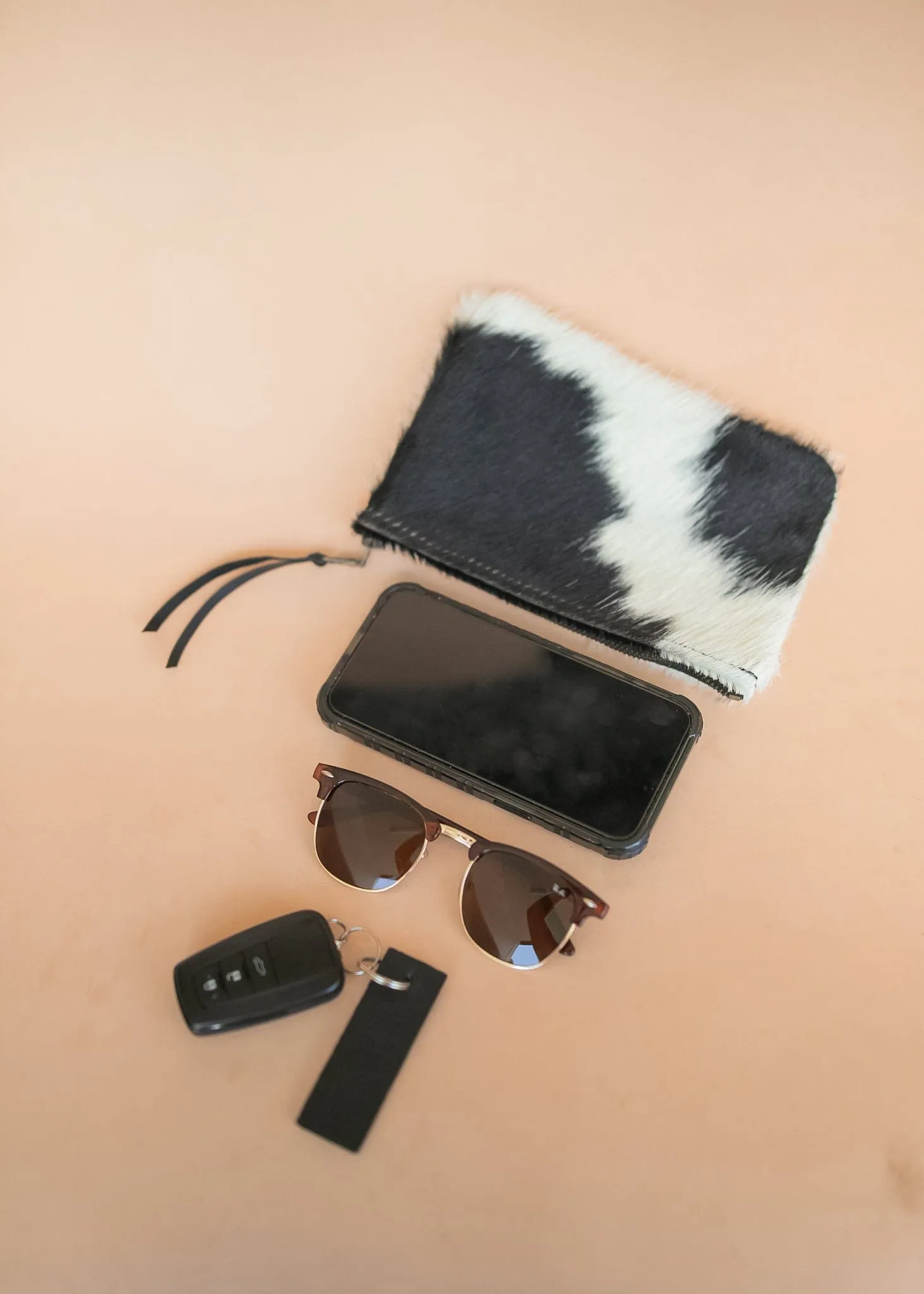 Clementine Clutch - Cow Hair on Hide