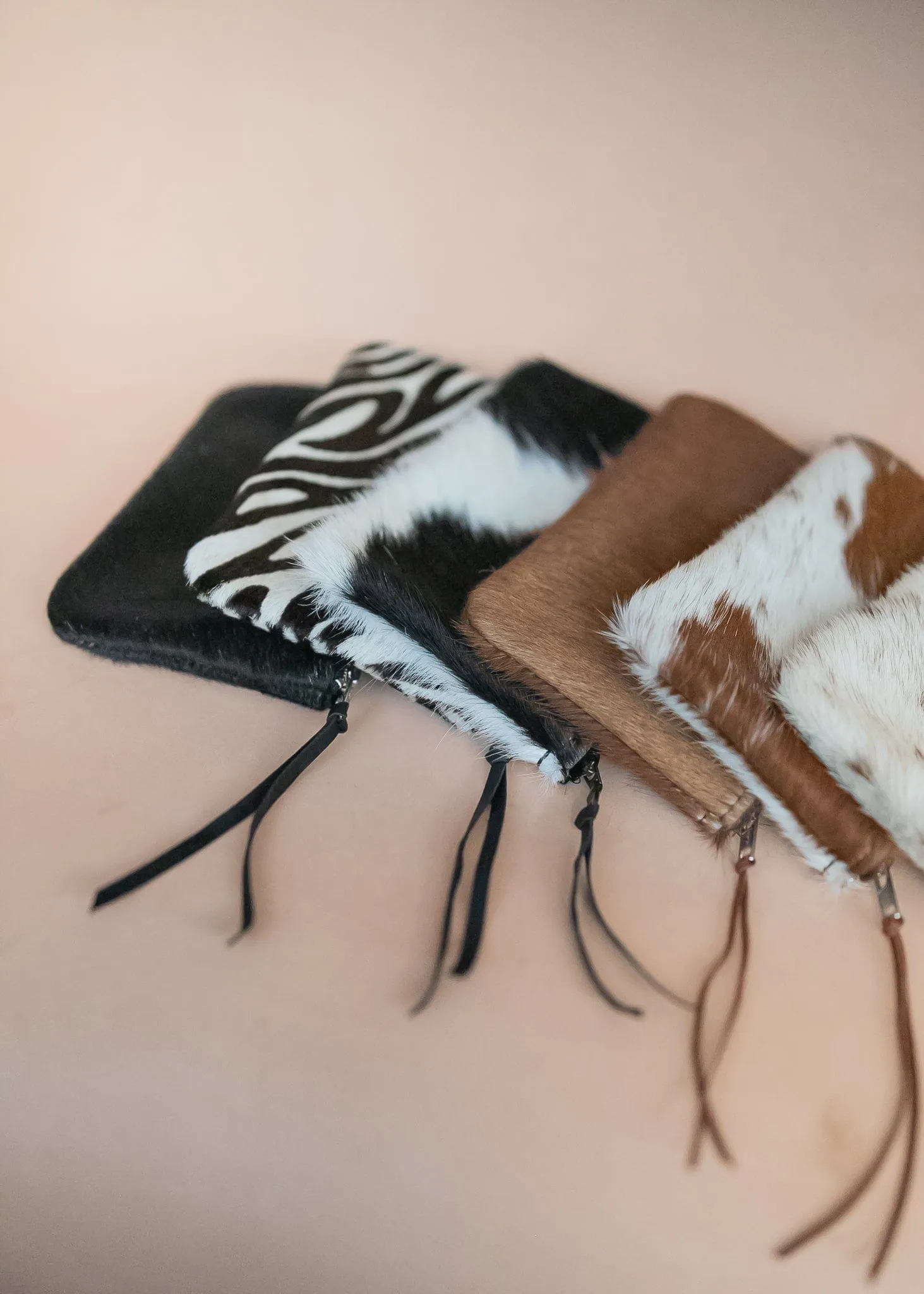 Clementine Clutch - Cow Hair on Hide
