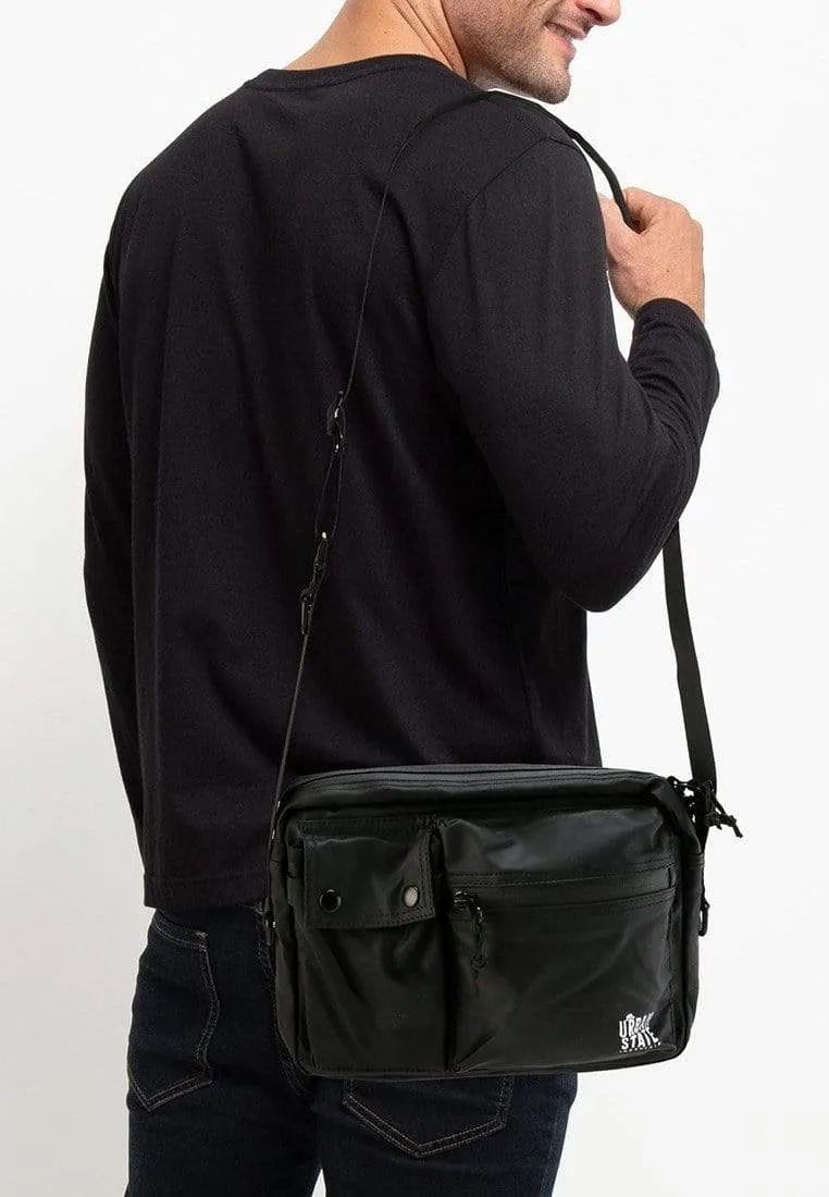 Coated Edge Track Crossbody Bag - Black