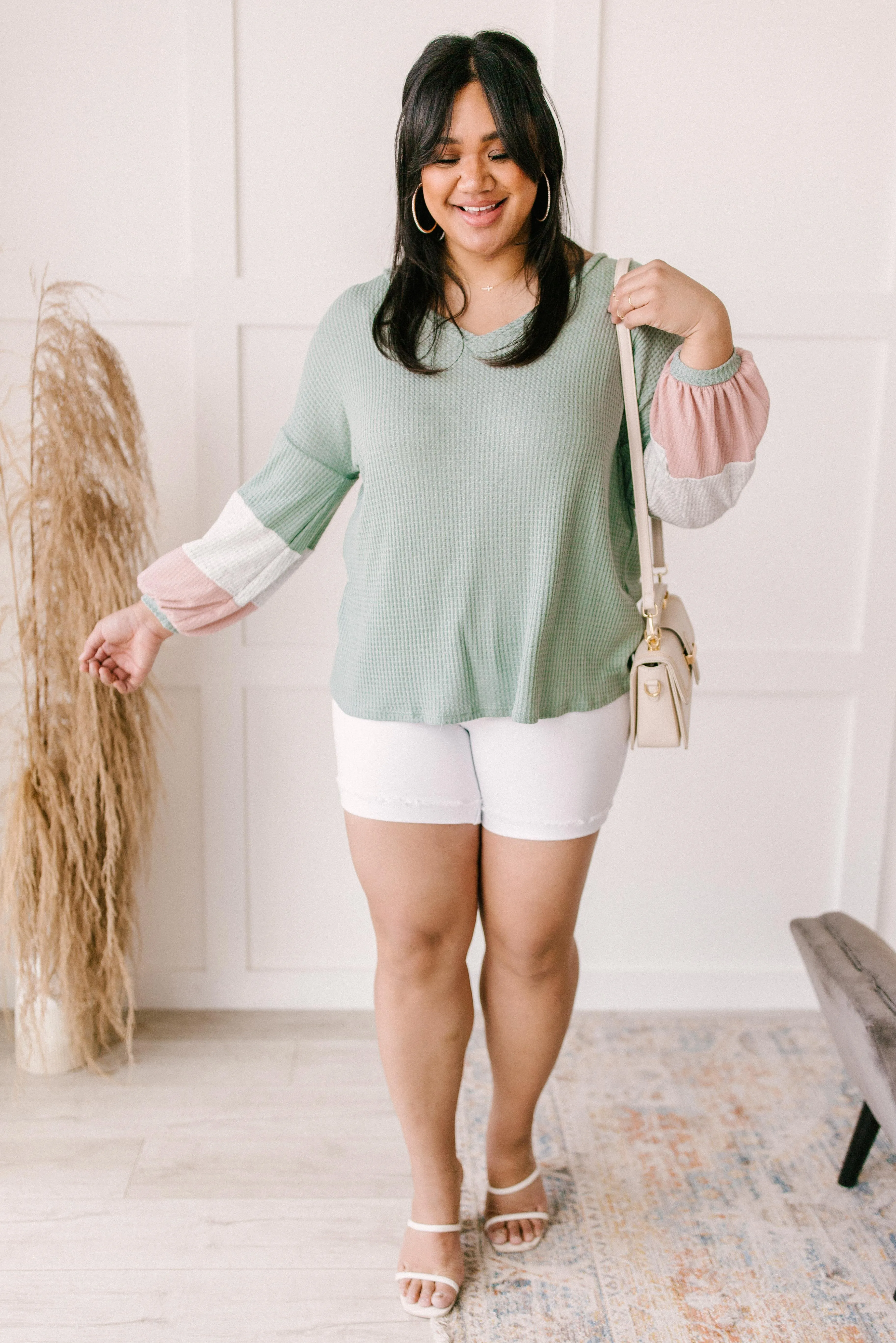Colorblock Balloon Sleeve Top