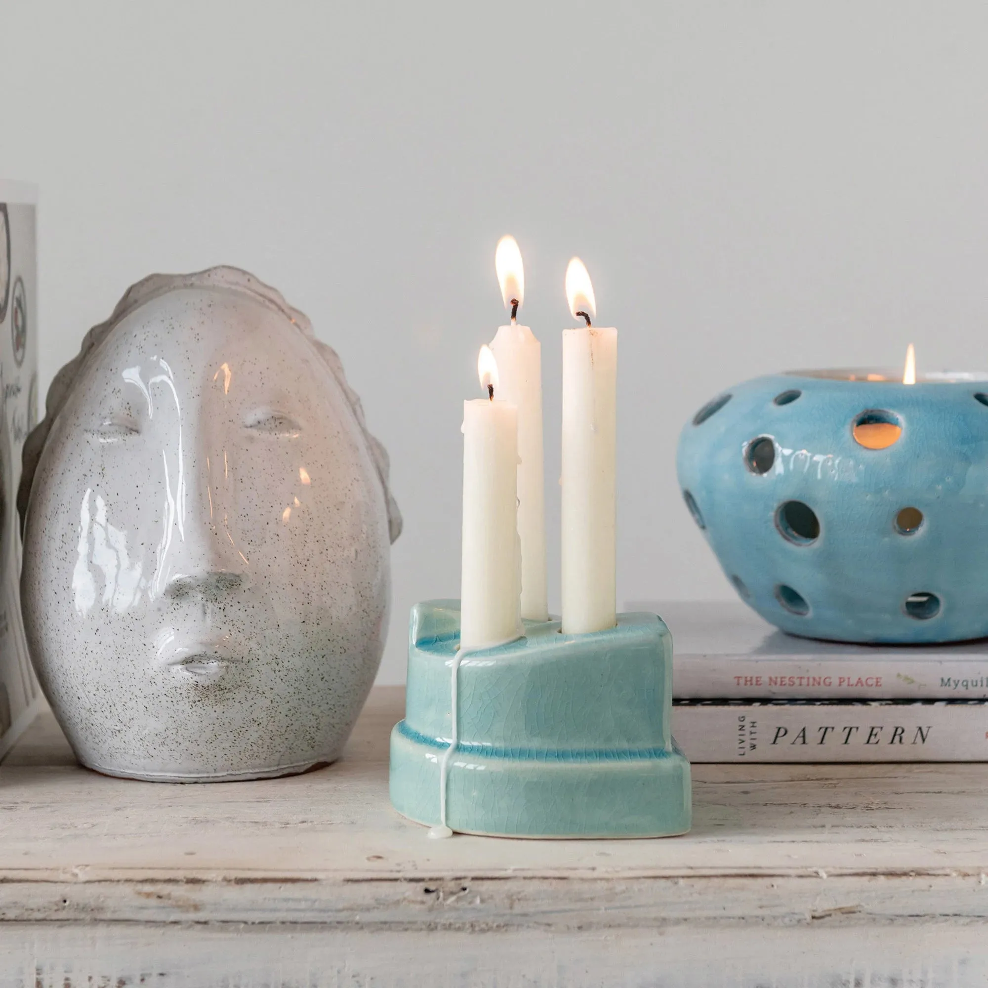 Creative Co-op - Terracotta Taper Holder with Crackle Glaze