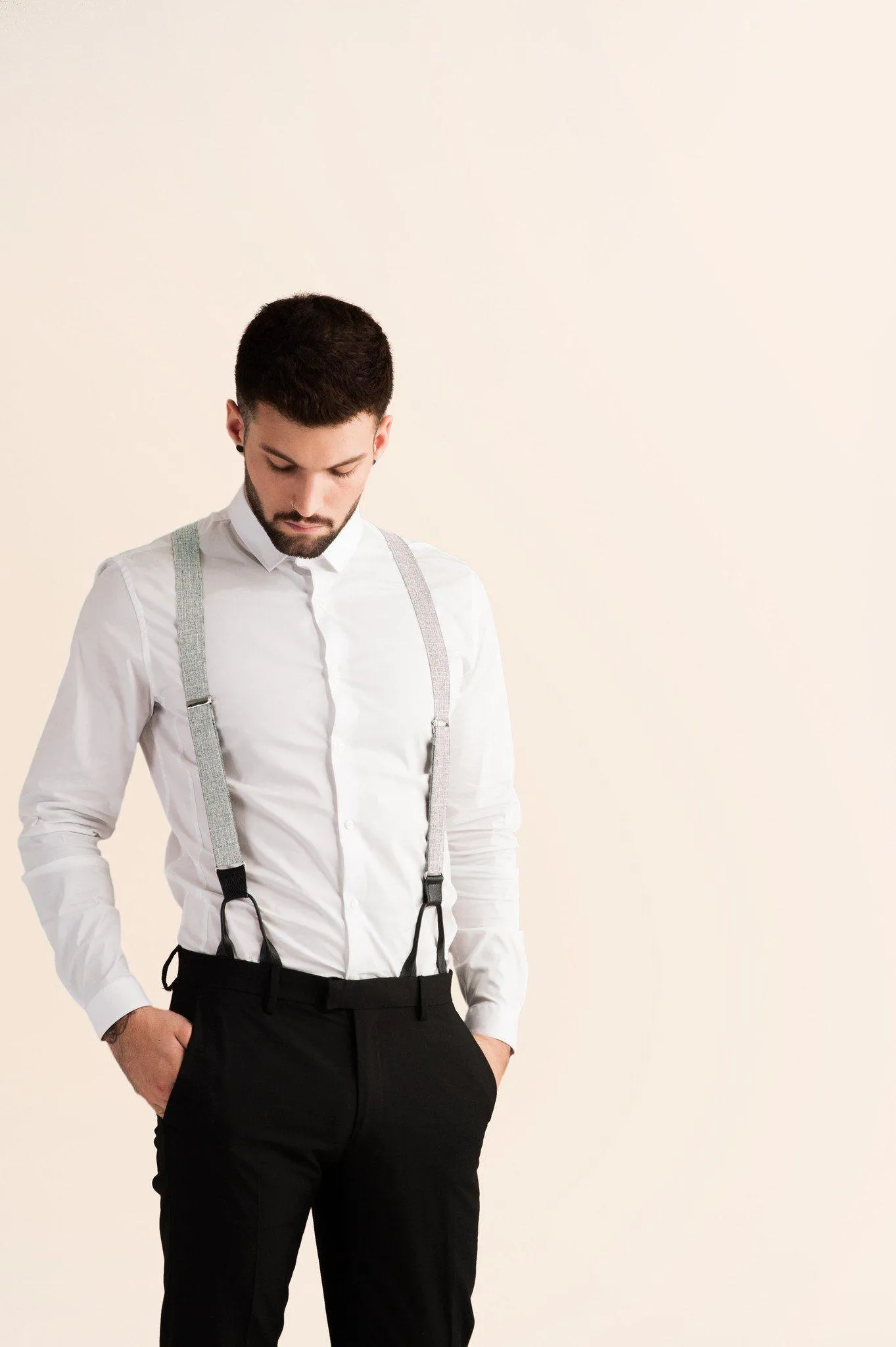 Criss Cross - Grey Crosshatch Suspenders