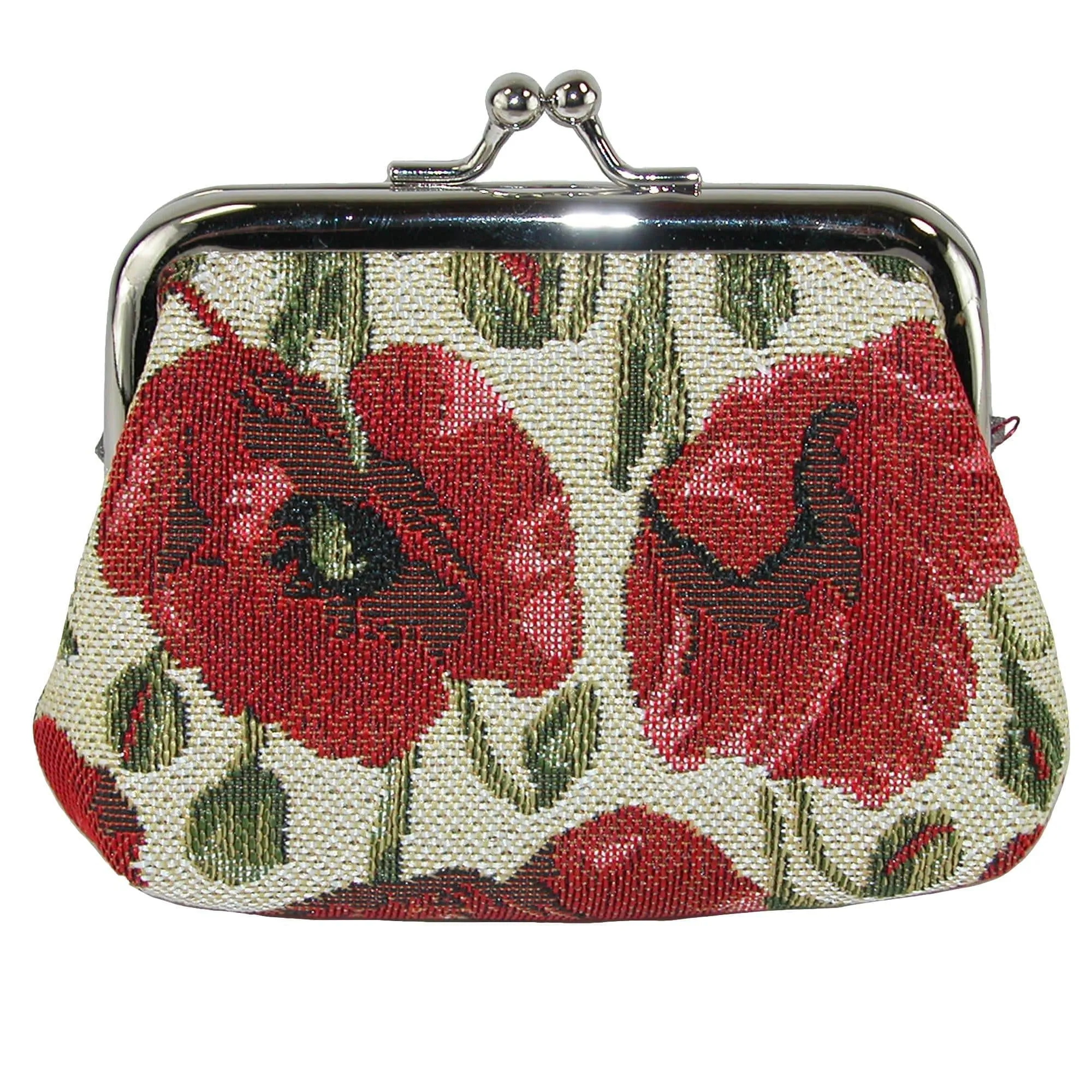 CTM® Women's Poppy Print Tapestry Glasses Case and Coin Purse Set