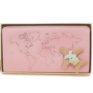 Customisable stitch travel wallet real leather in pink