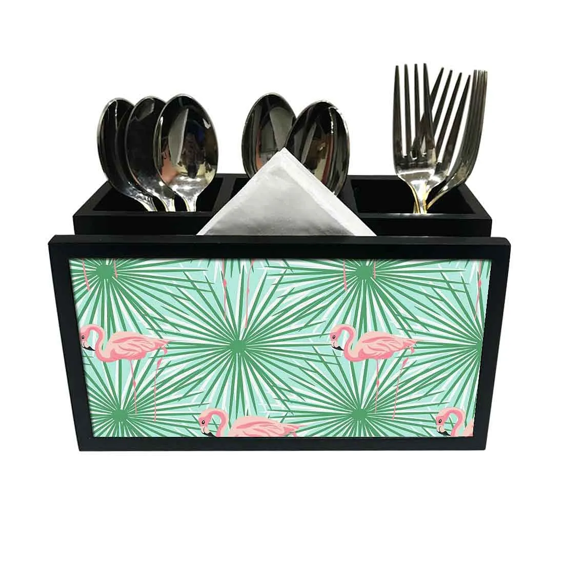 Cutlery Tissue Holder Napkin Stand -  Flamingo