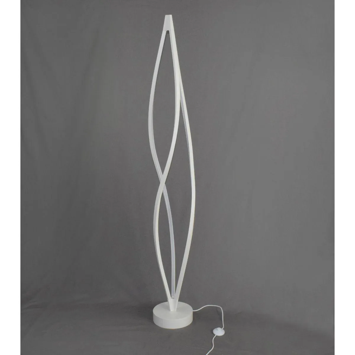 Cyclone 3 Lights LED Floor Lamp Twisted Aluminum Matte White Finish