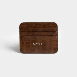 Dark Brown Lizard Texture Personalized Card Holder