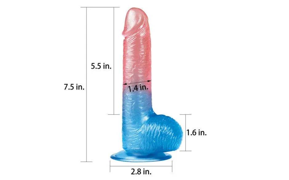 Dazzle Studs Dildo 7.5in Pink/Blue