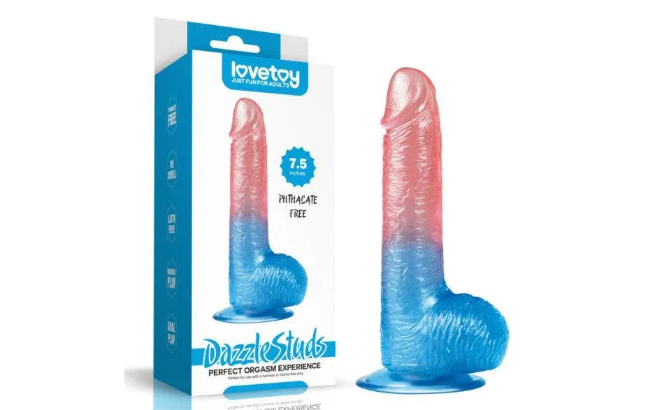 Dazzle Studs Dildo 7.5in Pink/Blue