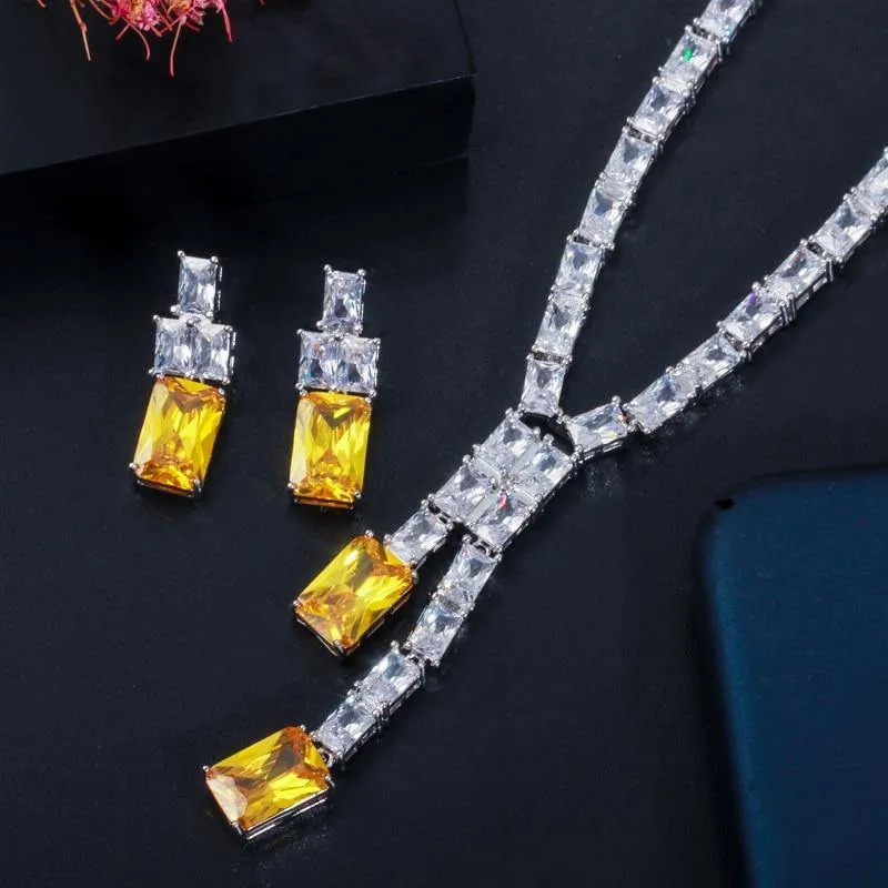 Dazzling AAA  Quality Cubic Zircons Dazzling Wedding Bridal 2 Piece Jewellery Set