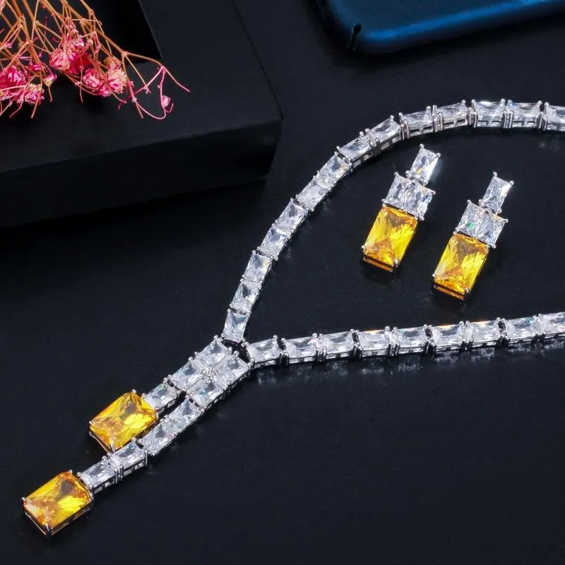 Dazzling AAA  Quality Cubic Zircons Dazzling Wedding Bridal 2 Piece Jewellery Set