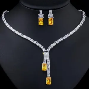 Dazzling AAA  Quality Cubic Zircons Dazzling Wedding Bridal 2 Piece Jewellery Set