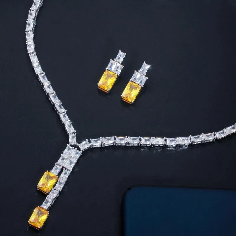 Dazzling AAA  Quality Cubic Zircons Dazzling Wedding Bridal 2 Piece Jewellery Set