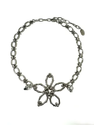 [DAZZLING CLUB] Seasonless METALIC FLOWER NECKLACE