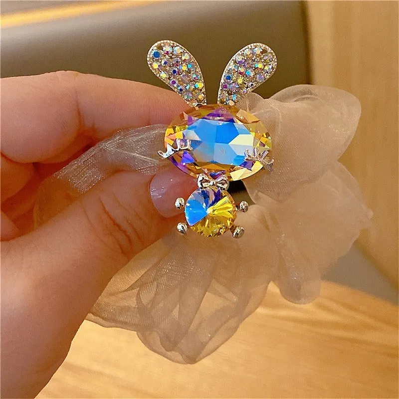 Dazzling Crystal Bunny with Organza Scrunchies