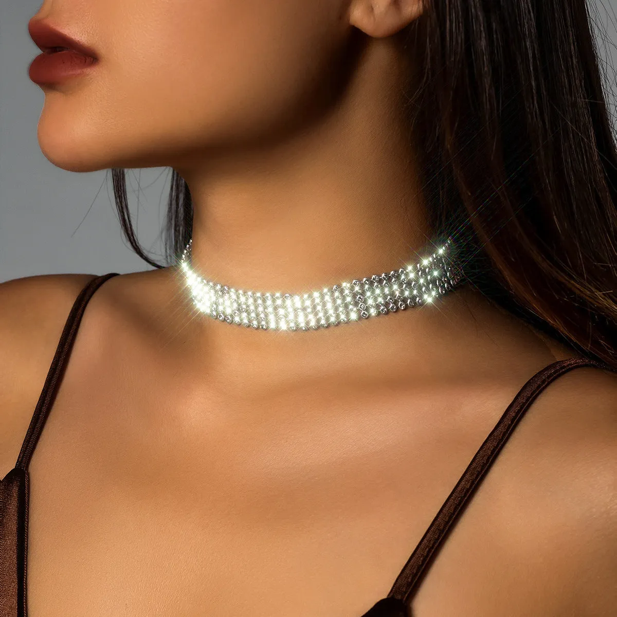 Dazzling Diamond Statement Necklace with Wide Face.