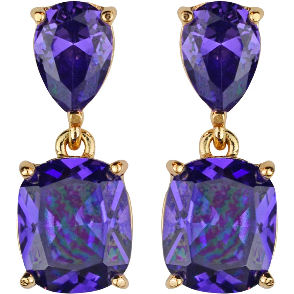 Dazzling Dreamer CZ Pierced Earrings (Goldtone/Violet)