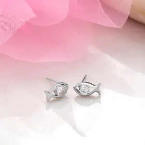 Dazzling Fish CZ 925 Sterling Silver Earrings