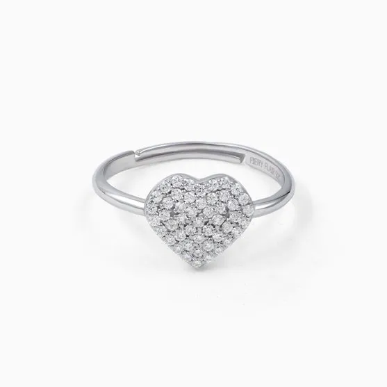 Dazzling Heart Silver Ring