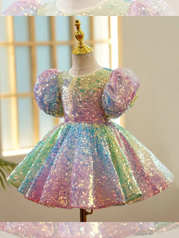 Dazzling Rainbow Sparkle Mini Special Occasion Dress