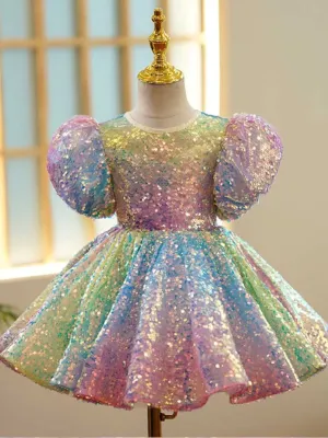 Dazzling Rainbow Sparkle Mini Special Occasion Dress