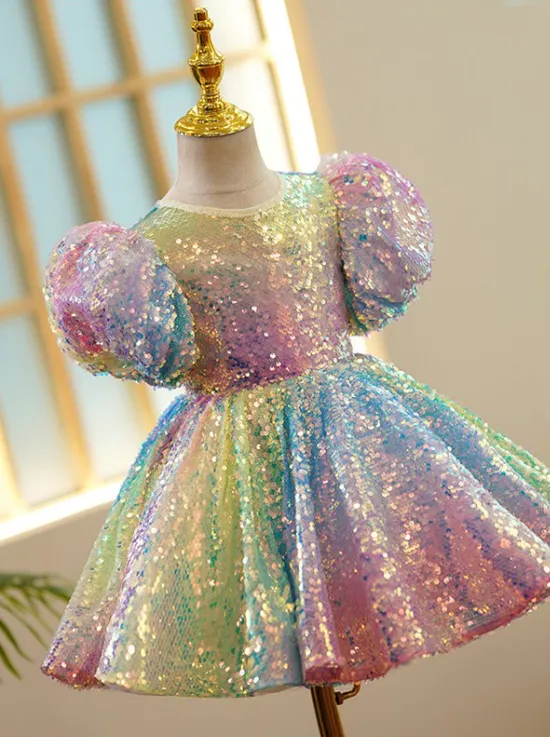 Dazzling Rainbow Sparkle Mini Special Occasion Dress