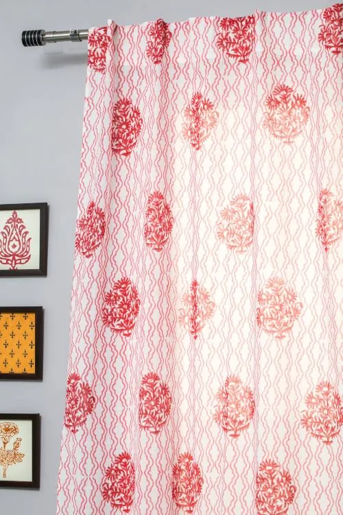 Dazzling Rose Hand Block Printed Door Curtain