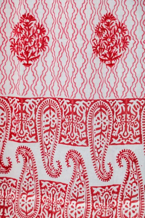 Dazzling Rose Hand Block Printed Door Curtain