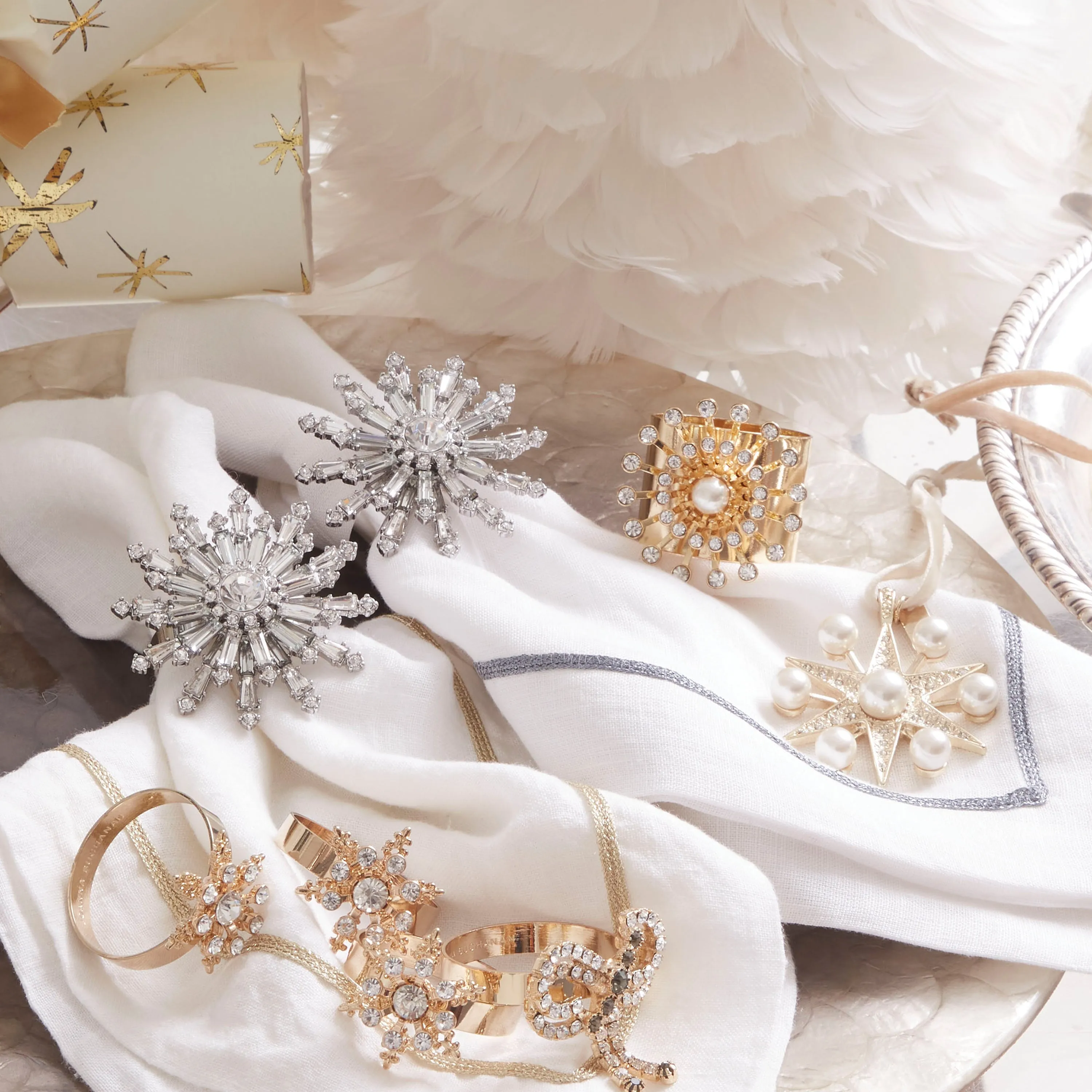 Dazzling Snowflake Napkins Rings, Set of Four
