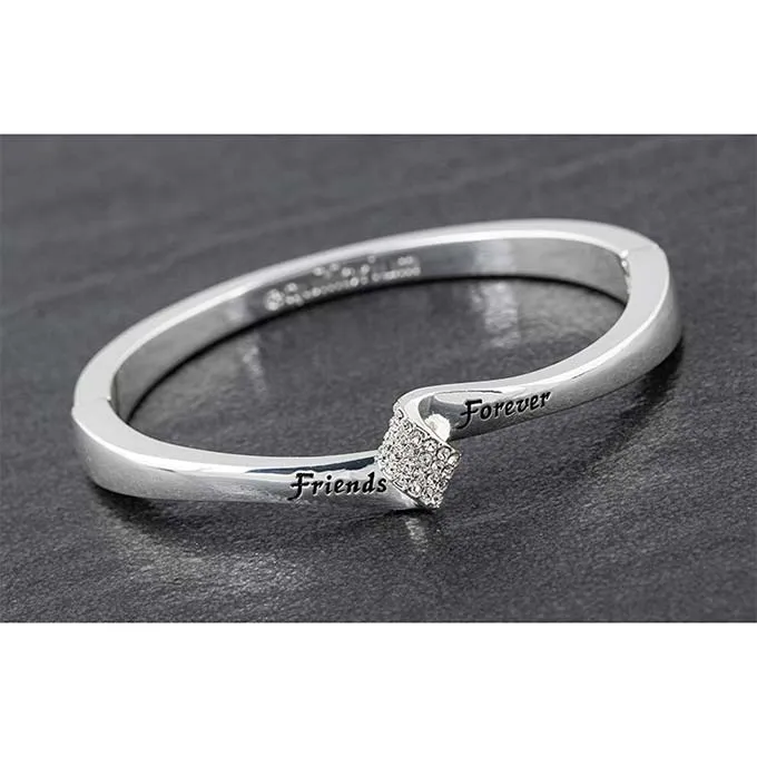 Diamond Twist Silver Plated Bangle Friends