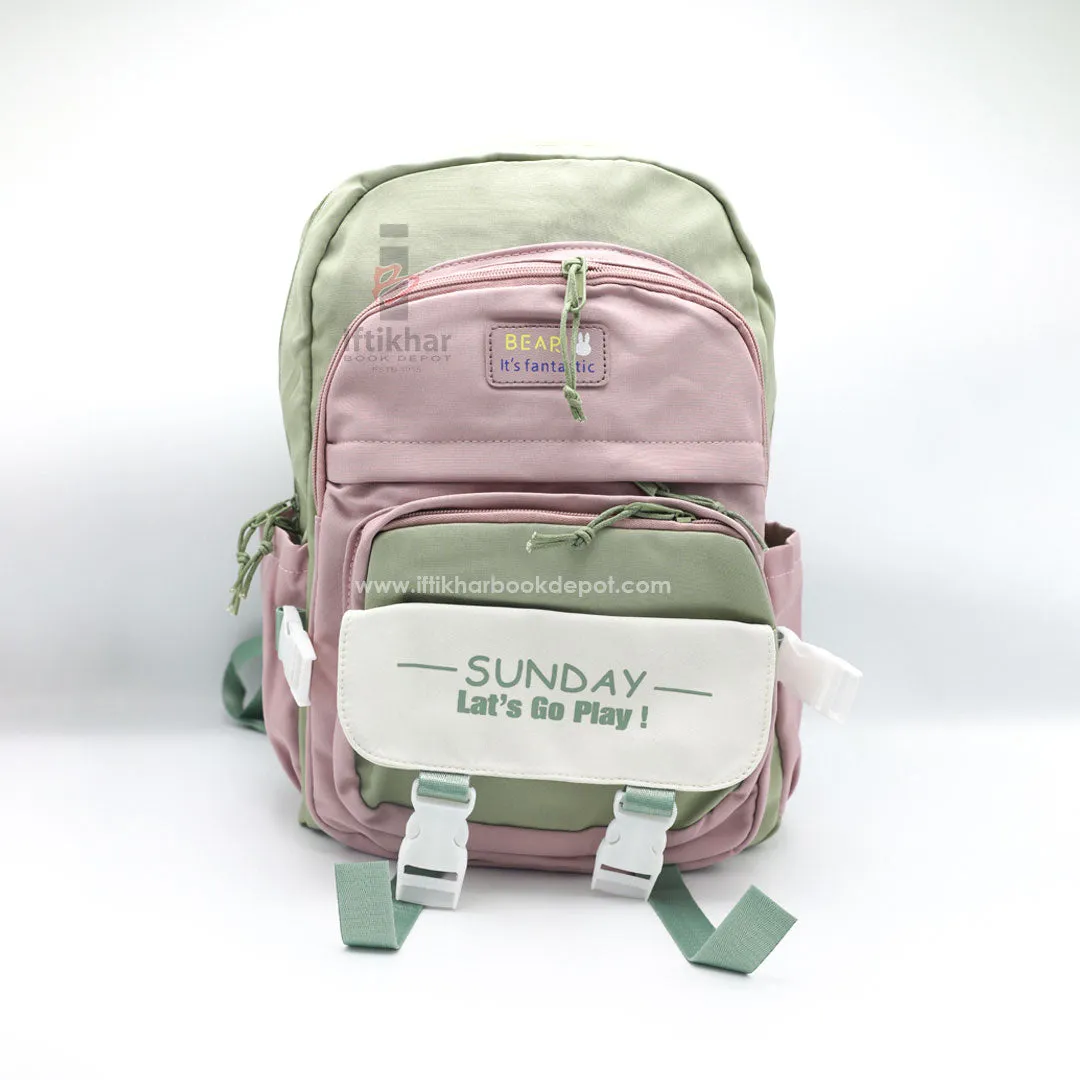 Double Color Bear Bag Pack Pink & Green
