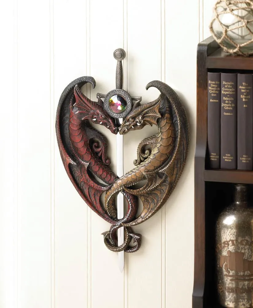 Dueling Dragons Sword Wall Plaque