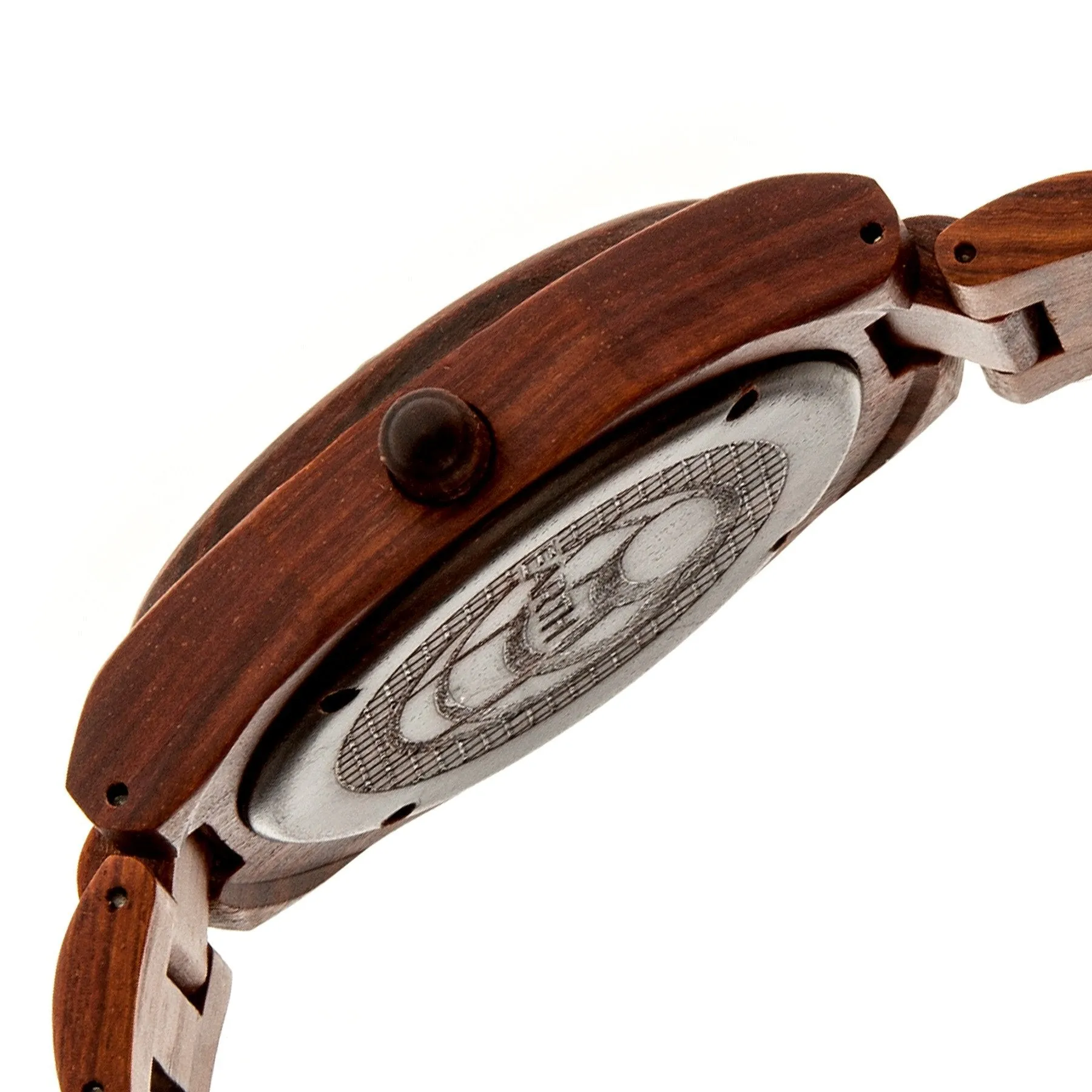 Earth Wood Cypress Skateboard-Dial Bracelet Watch w/Magnified Date