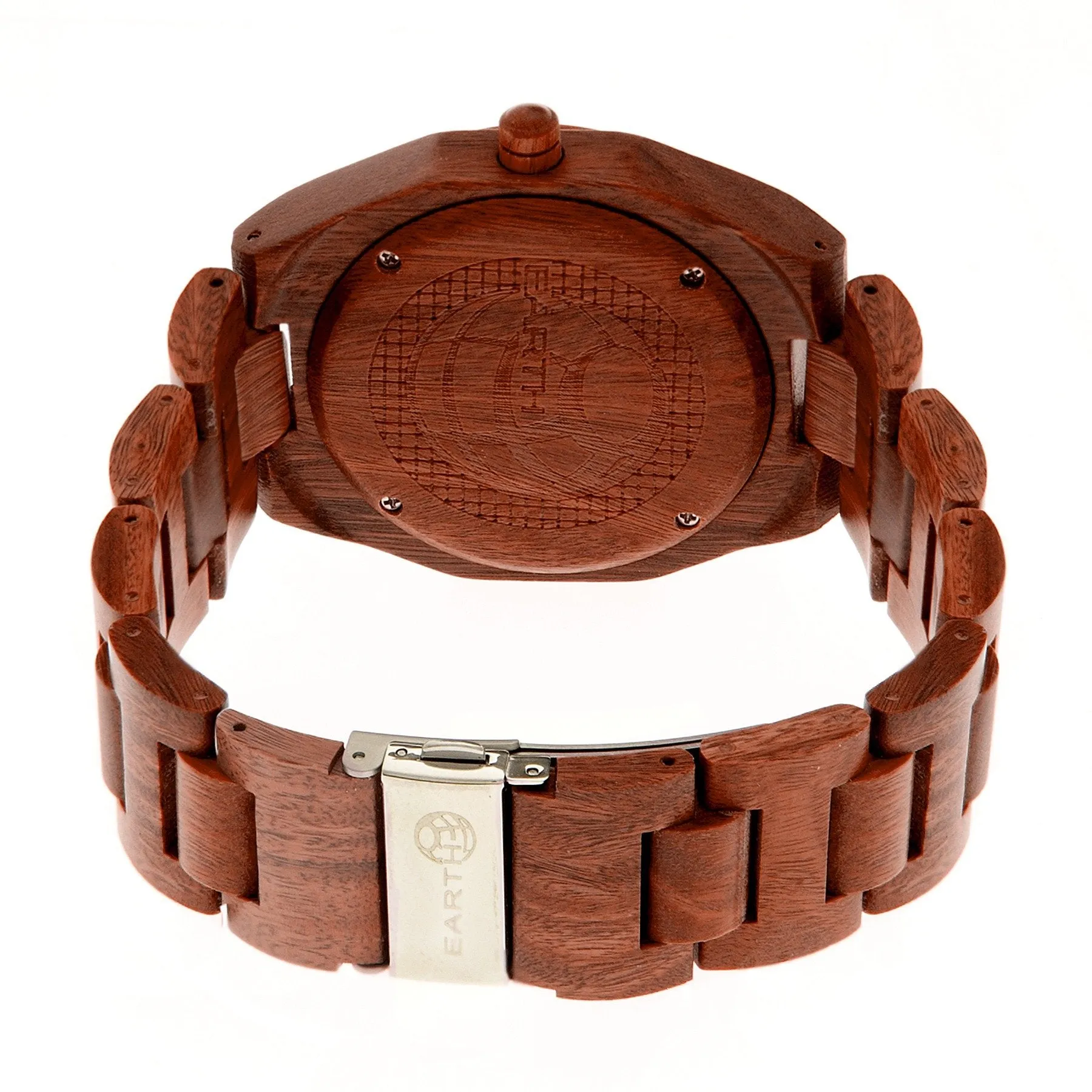 Earth Wood Cypress Skateboard-Dial Bracelet Watch w/Magnified Date