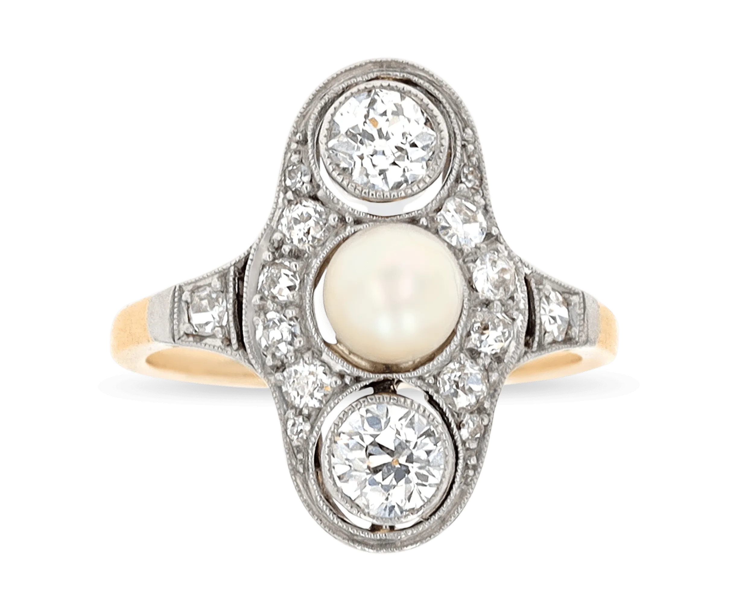 Edwardian Pearl and Diamond Ring
