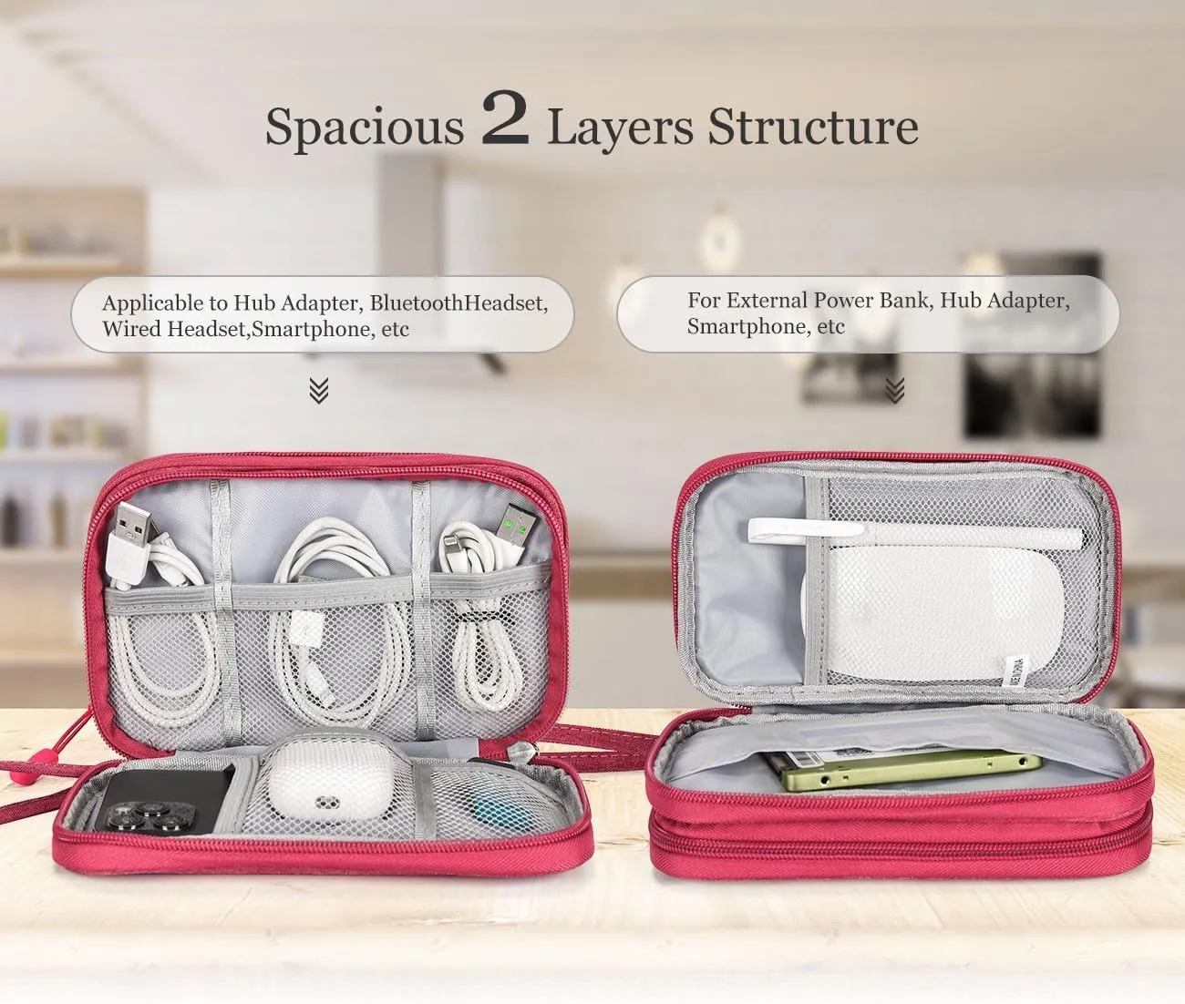 Electronic Organizer Travel USB Cable Accessories Bag/Case,Waterproof for Power Bank,Charging Cords,Chargers,Mouse ,Earphones Flash Drive