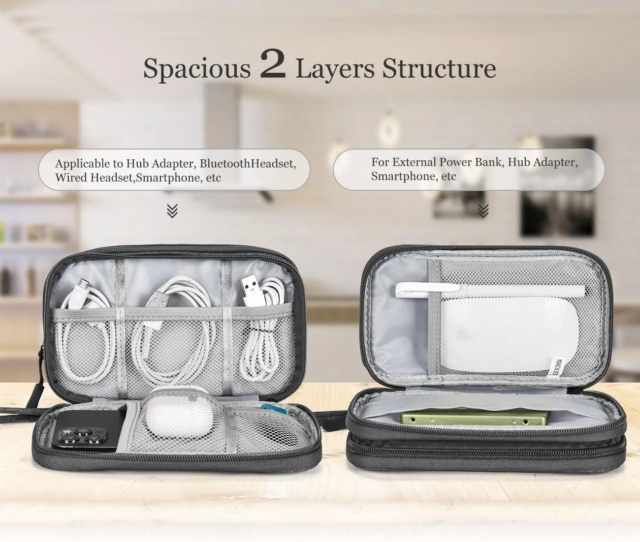 Electronic Organizer Travel USB Cable Accessories Bag/Case,Waterproof for Power Bank,Charging Cords,Chargers,Mouse ,Earphones Flash Drive