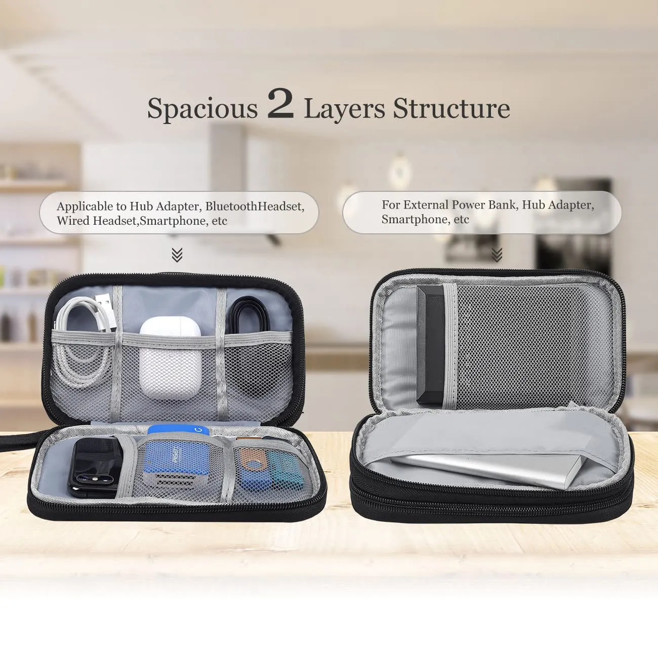 Electronic Organizer Travel USB Cable Accessories Bag/Case,Waterproof for Power Bank,Charging Cords,Chargers,Mouse ,Earphones Flash Drive