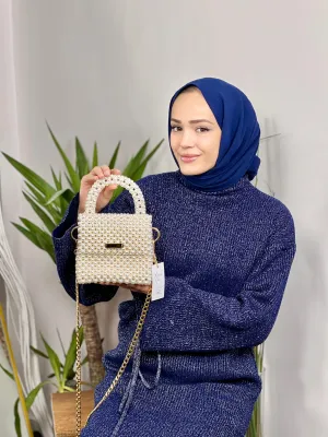 Elegant Crochet Clutch Bag with Pearls (NOBLE)